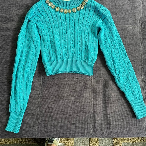 GIUSEPPE DI MORABITO Crystal-Embellished Cropped Cable Sweater never worn - Picture 5 of 10